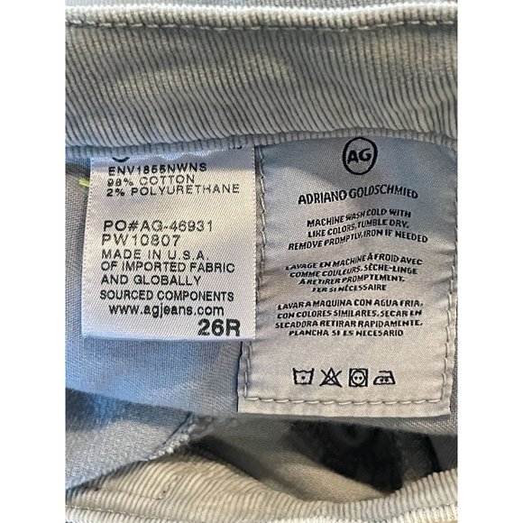 Adriano Goldschmied Women Jeans Corduroy Cigarette Ankle The Prima Gray Size 26R - Picture 10 of 11